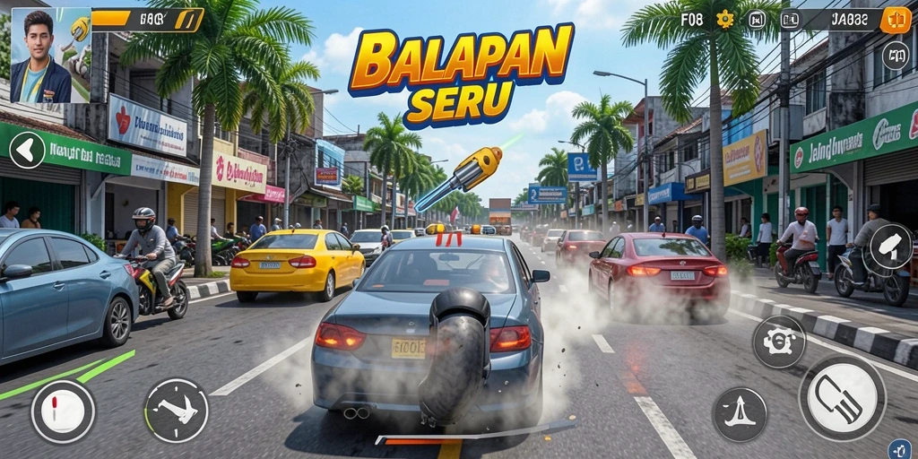 Gameplay F08 menunjukkan aksi balap yang mendebarkan di jalanan.