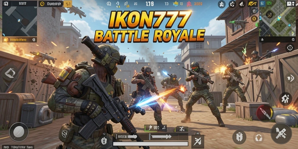 Screenshot menunjukkan gameplay seru di IKON777 Battle Royale.