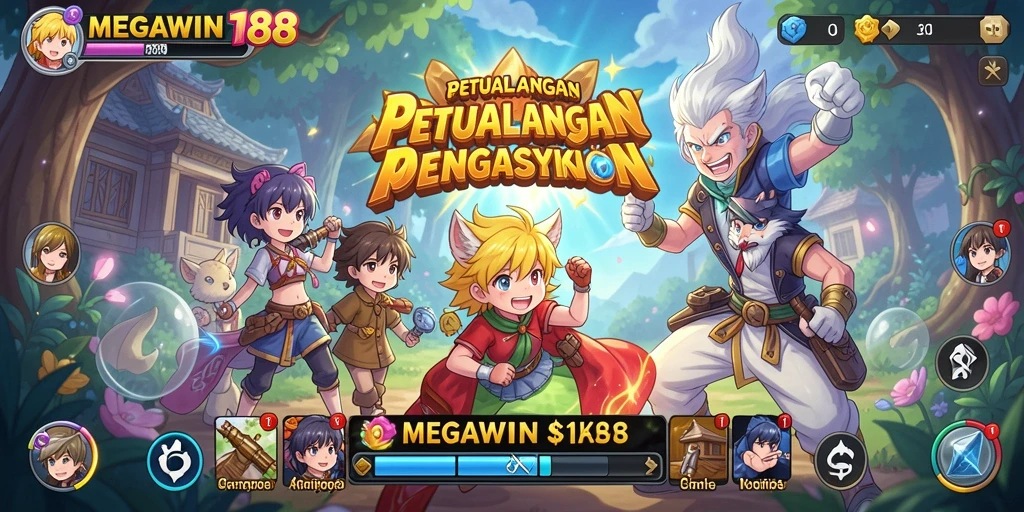 Tampilan gameplay menarik MEGAWIN188 dengan karakter anime.