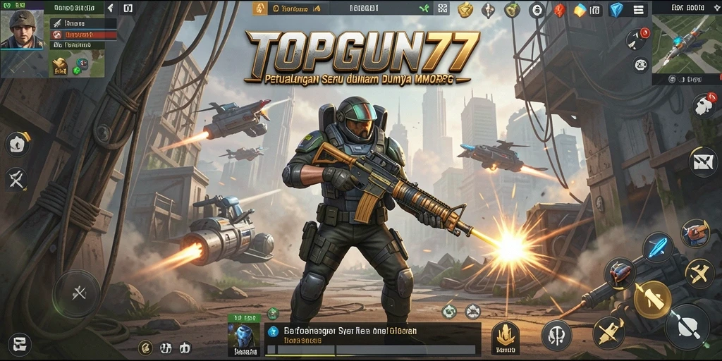 Tangkapan layar gameplay <strong>TOPGUN77</strong> menampilkan pertarungan epik di dunia MMORPG.